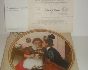 Gossiping in the Alcove Norman Rockwell Rediscovered Women Plate w box & COA