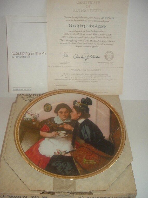 Gossiping in the Alcove Norman Rockwell Rediscovered Women Plate w box & COA