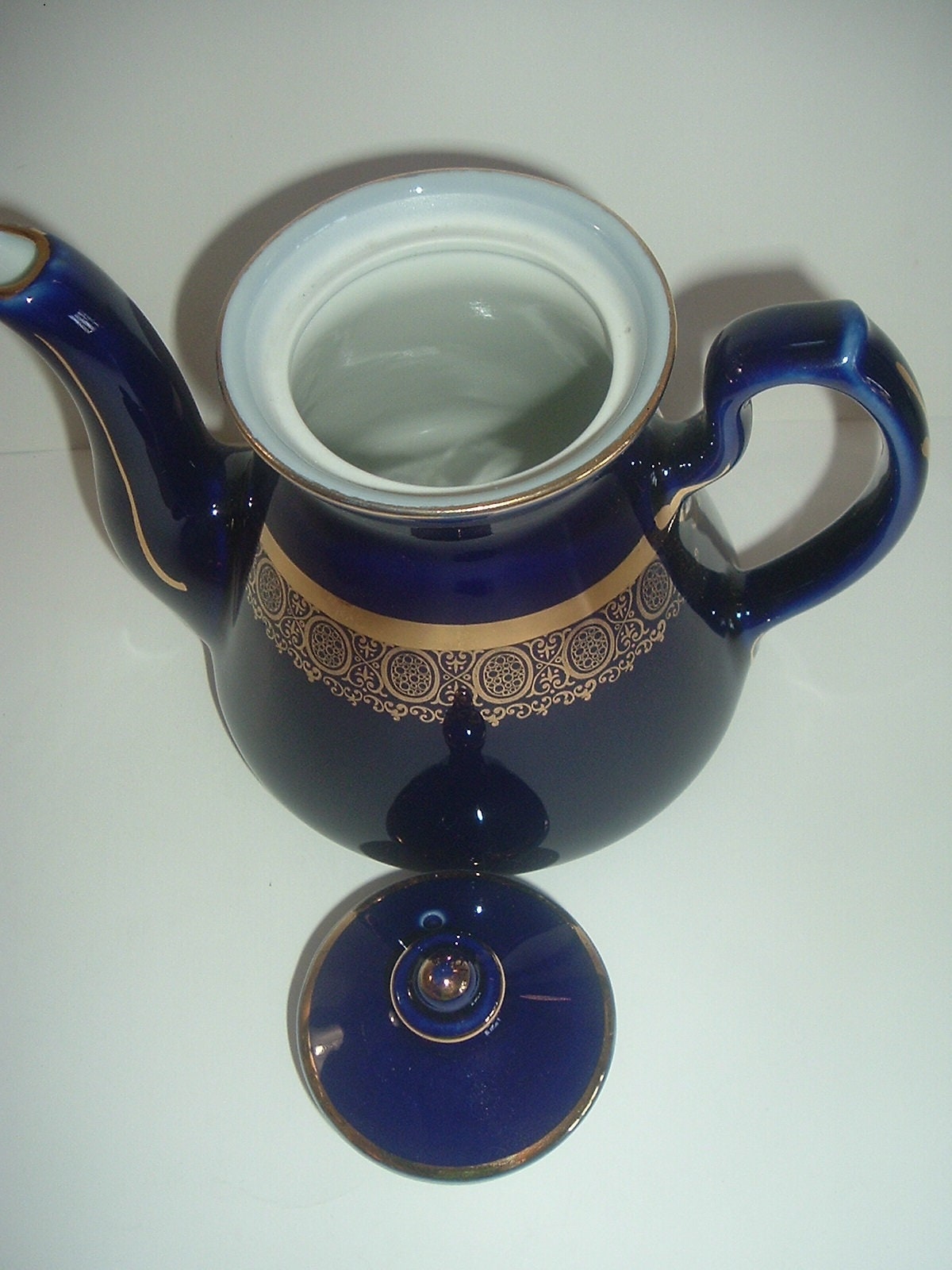 Hall China Cobalt Blue with Gold Design Teapot Vintage