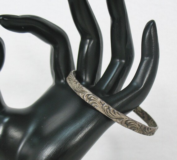 Art Deco Feather Swirl Motif Sterling Silver Brace