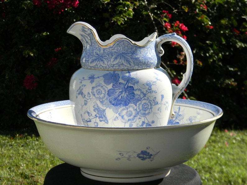 Antique Pitcher and Bowl Large Jug and Wash Basin Burgess Etsy