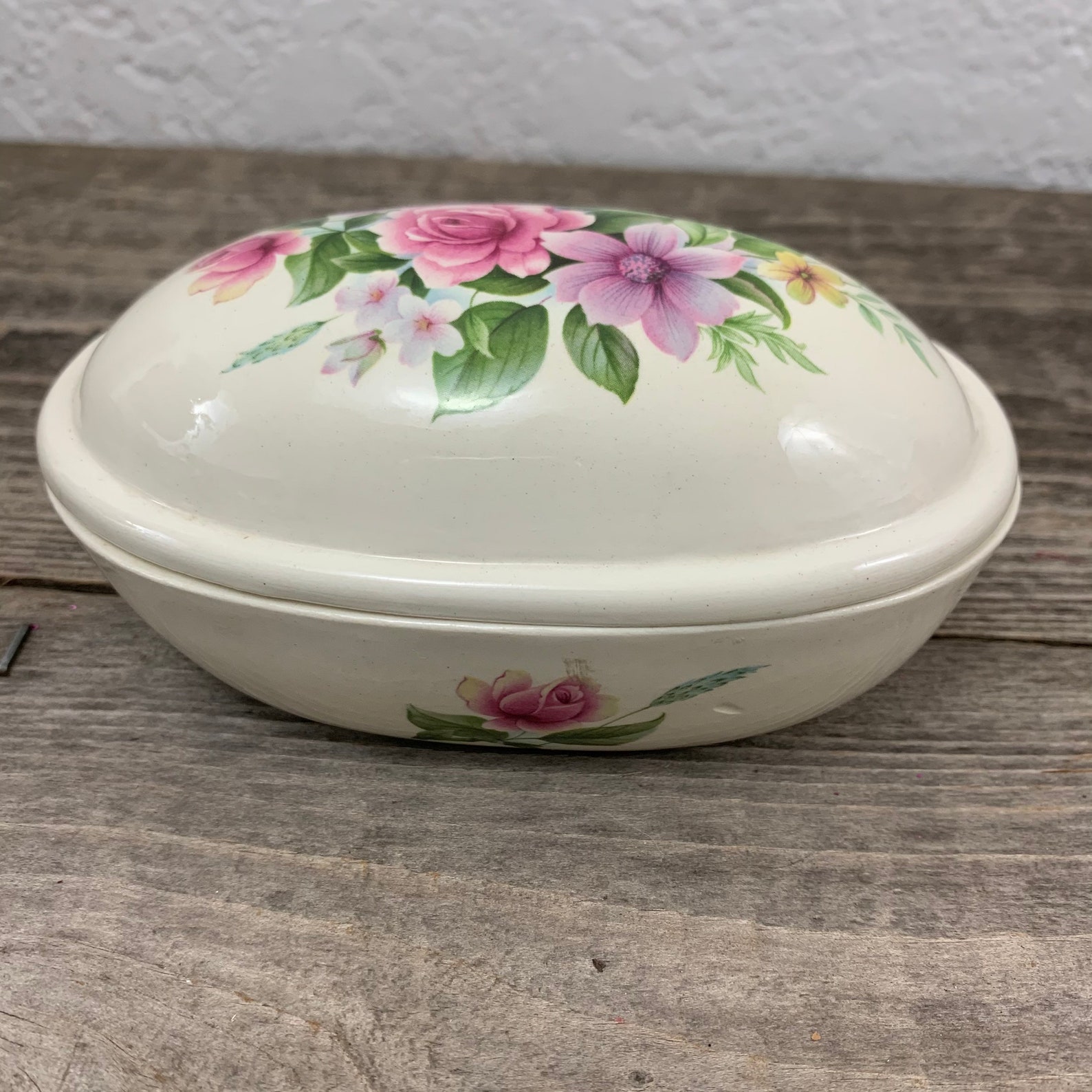 Vintage Ceramic Trinket Box oblong shaped lidded ©1976 Duncan Etsy