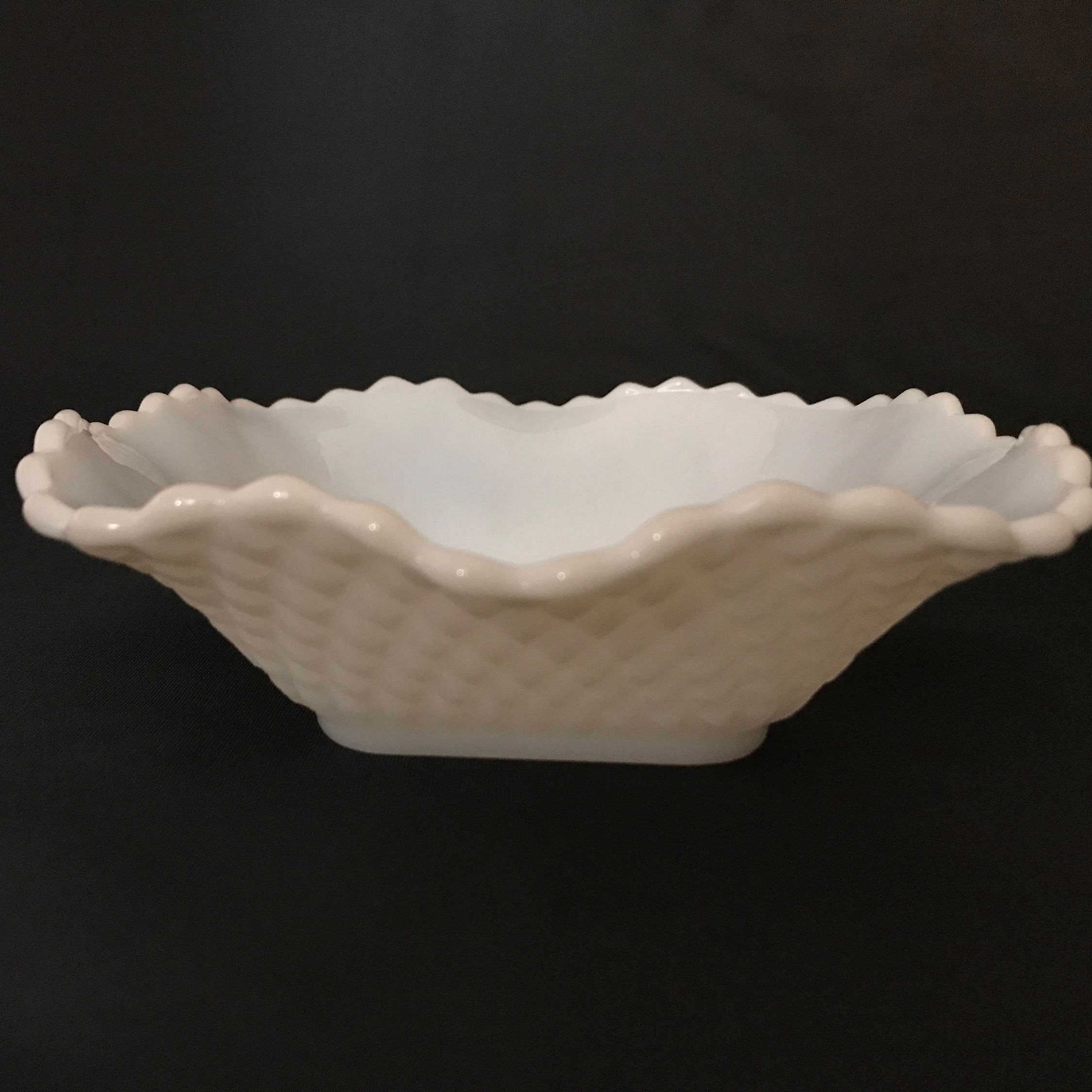 Vintage Bowl 1950's Hobnail Dish Milk White Dish Candy Dish Condiment