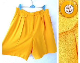 Pantalones cortos plisados vintage amarillos de Liz Claiborne / Talla 14