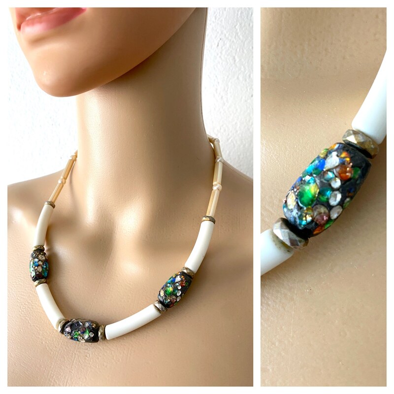Pearl Lucite Bead Statement Necklace main image 1