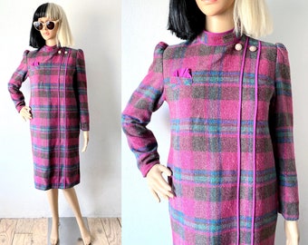 Vintage Plaid Wool Dress | Plaid Shift Dress | Winter Dress | Retro Dress | Librarian Chic | Preppy Dress | Geek Dress | Japanese Designer S