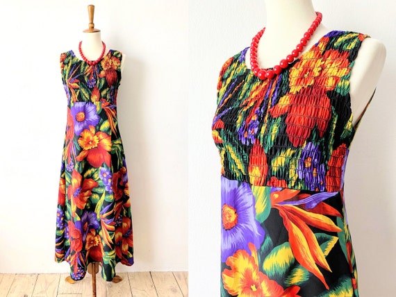 Vintage Tropical Dress | Colorful Sundress | Empi… - image 1