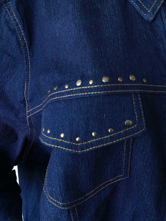 Vintage Plus Size Denim Shirt Jean Button Up Shir… - image 9