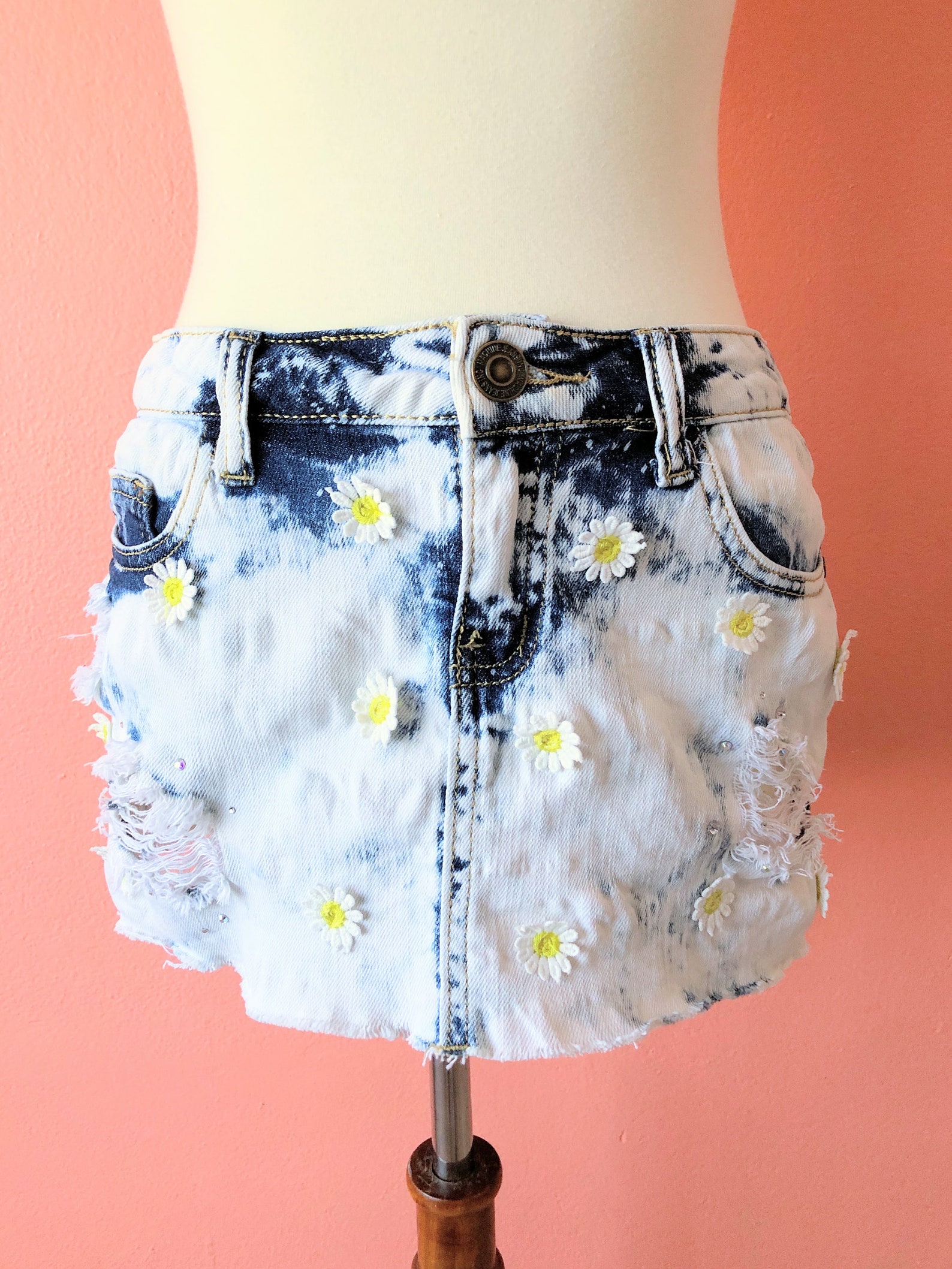 Vintage Y2K Denim Skirt Jean Micromini Skirt Distressed Etsy