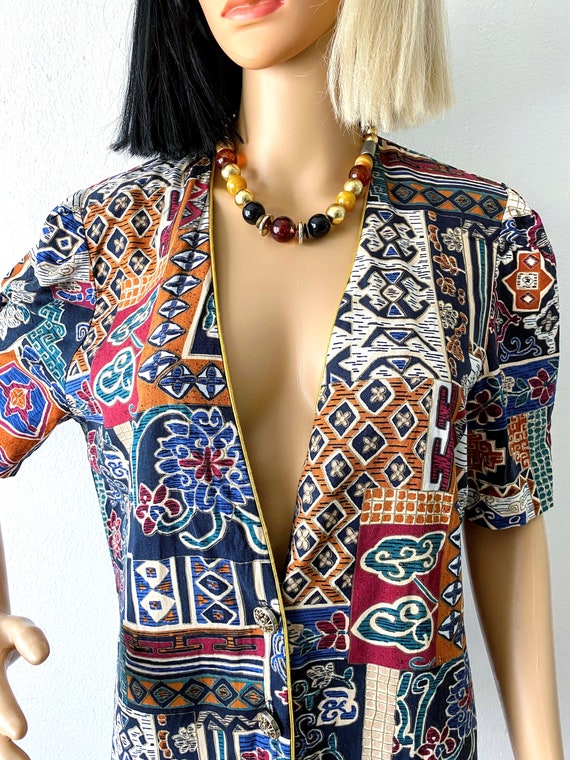 Vintage 90s Abstract Blouse | Bohemian Jacket | M… - image 3