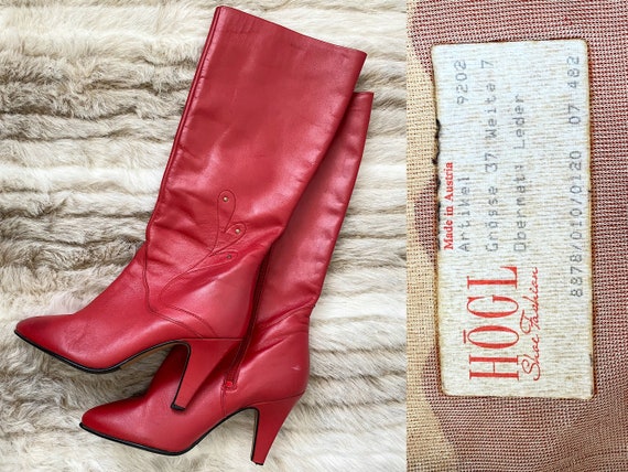 Vintage Tall Red Boots With Heels HOGL Austria European - Etsy