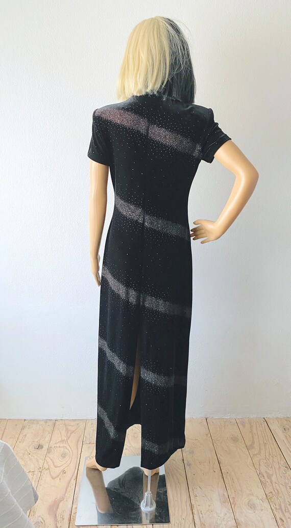 Vintage Long Black Gown | Black Velvet Maxi Dress… - image 7