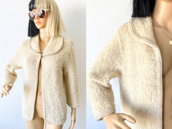 Vintage Open Front Cardigan | Cream Cardigan | Iv… - image 1