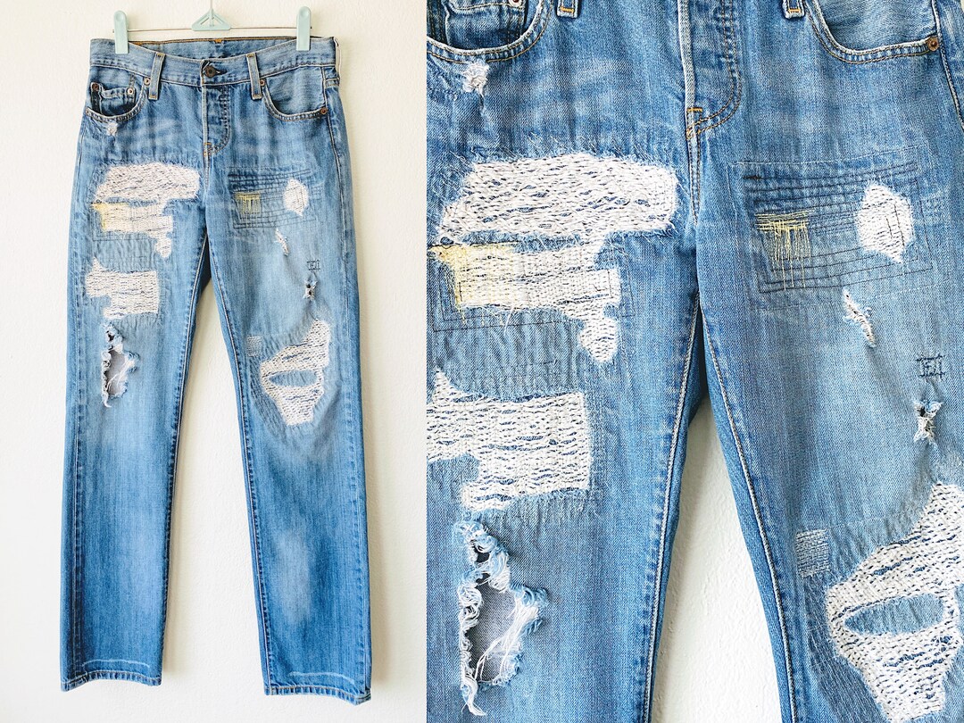 LEVI’S / 501 03501 repair denim pants Levi's 501 Patchwork Repairs Jeans Mens 32x30 Blue