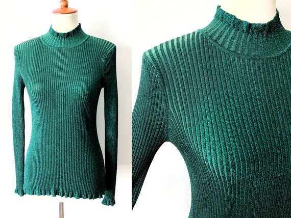 Y2K Stretch Knit Top MILLY Shiny Disco 
