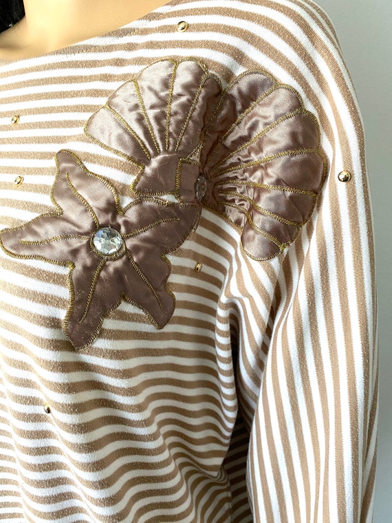 Vintage Applique Beaded Rhinestone Blouse | Grann… - image 6