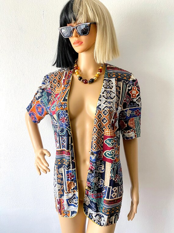 Vintage 90s Abstract Blouse | Bohemian Jacket | M… - image 8