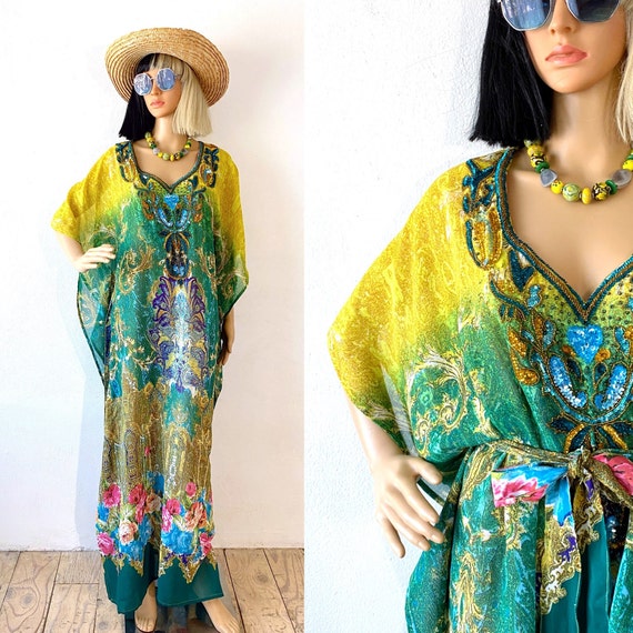 Long Bohemian Beaded Dress | Resort Dress | Beach Cover up Dress | Colorful  Dress | Baroque Dress | Embellished Dress | Maximalist Dress | M - Etsy