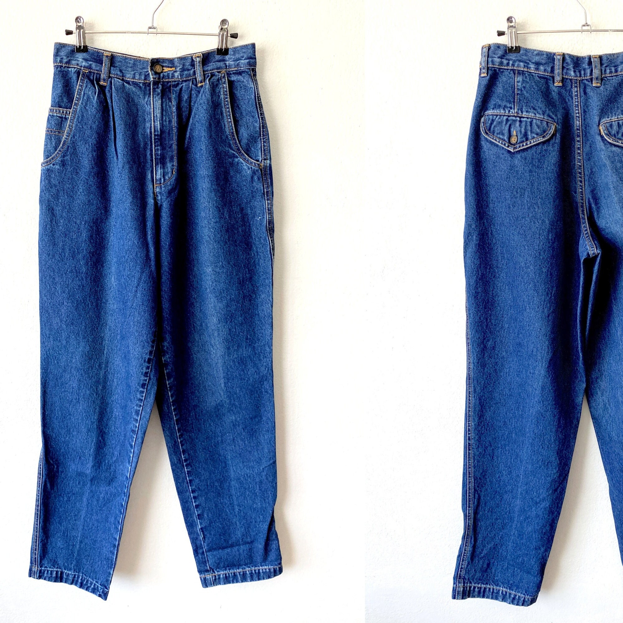 【BAON】Ritcon Vintage Black Blue Washed Denim Pants Vtg 80s Britannia Mens Loose-Fit Wide Leg Black Denim Jeans