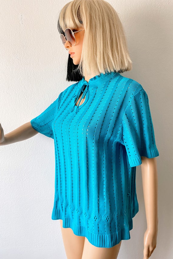 Vintage Short Sleeve Knit Sweater | Retro Knit To… - image 5