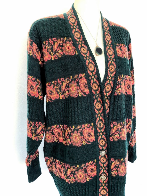 Vintage 90s Oversized Sweater 90s Cardigan Striped