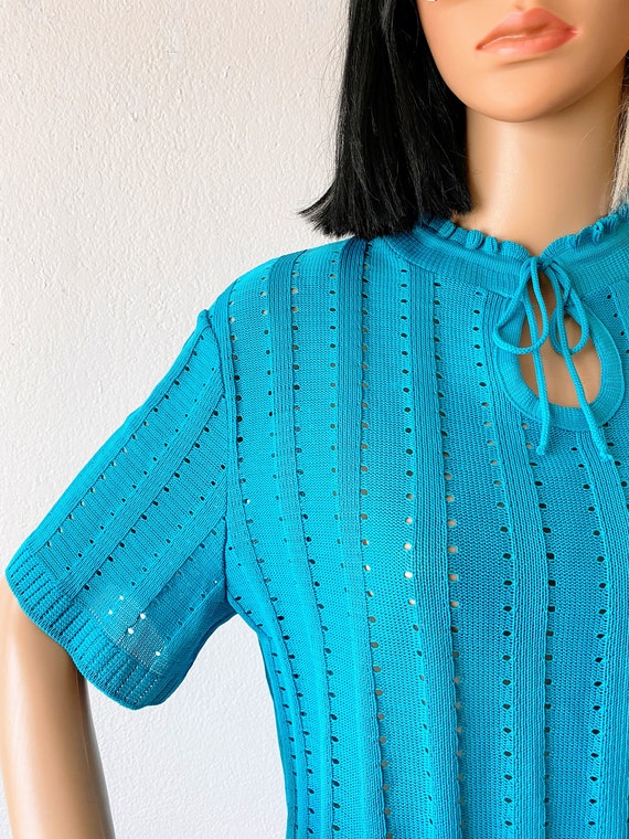 Vintage Short Sleeve Knit Sweater | Retro Knit To… - image 4