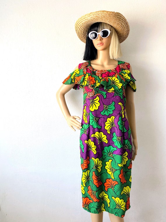 Tropical Bare Shoulder Dress | Colorful Vacation … - image 3
