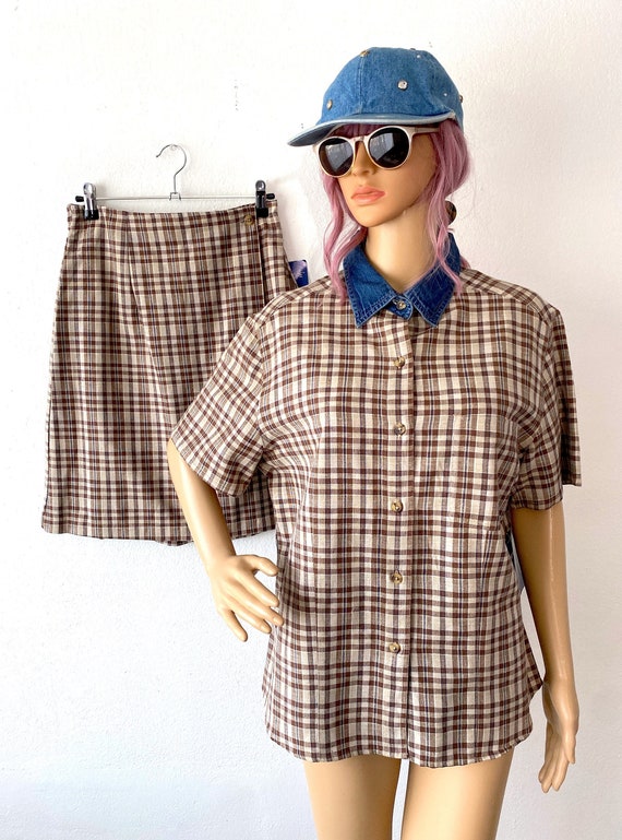 Vintage Skort and Shirt Set Two Piece Skirt and Bl