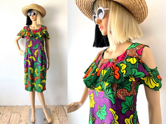 Tropical Bare Shoulder Dress | Colorful Vacation … - image 1