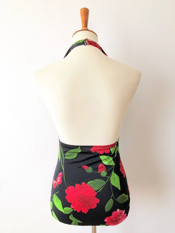 Vintage Deep V Swimsuit | Sexy Floral Bathing Sui… - image 3