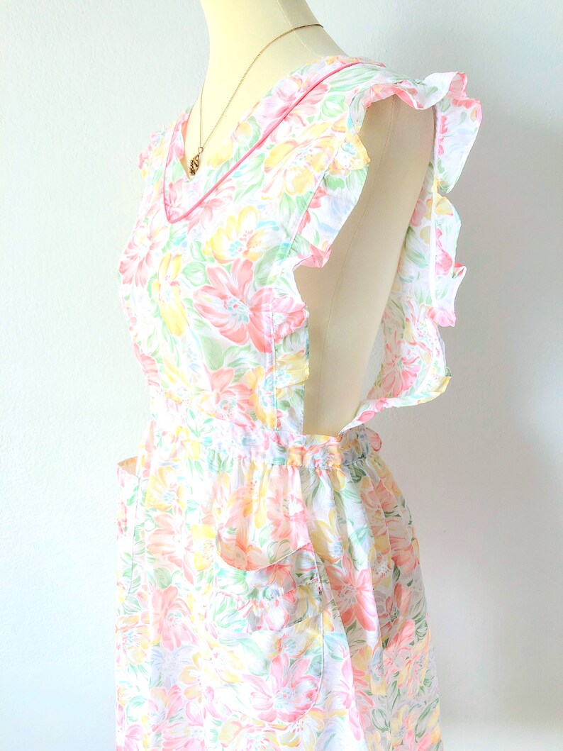 Ruffled Pinafore Floral Pinafore Sheer Pinafore Pastel Apron Frilly Apron Pinafore Dress Cottagecore Top Pinafore Nightie Lolita Fashion M L