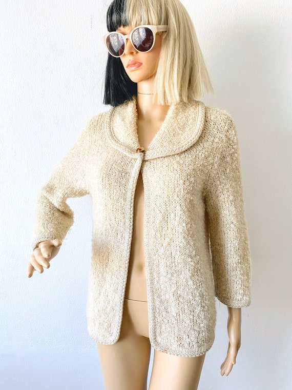 Vintage Open Front Cardigan | Cream Cardigan | Iv… - image 4