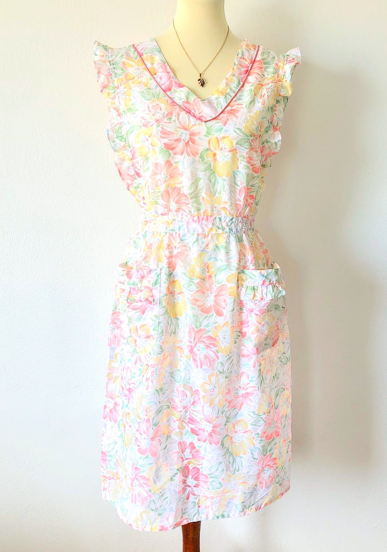 Ruffled Pinafore Floral Pinafore Sheer Pinafore Pastel Apron Frilly Apron Pinafore Dress Cottagecore Top Pinafore Nightie Lolita Fashion M L