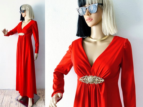 Red Evening Gown High-waist Maxi Dress ...