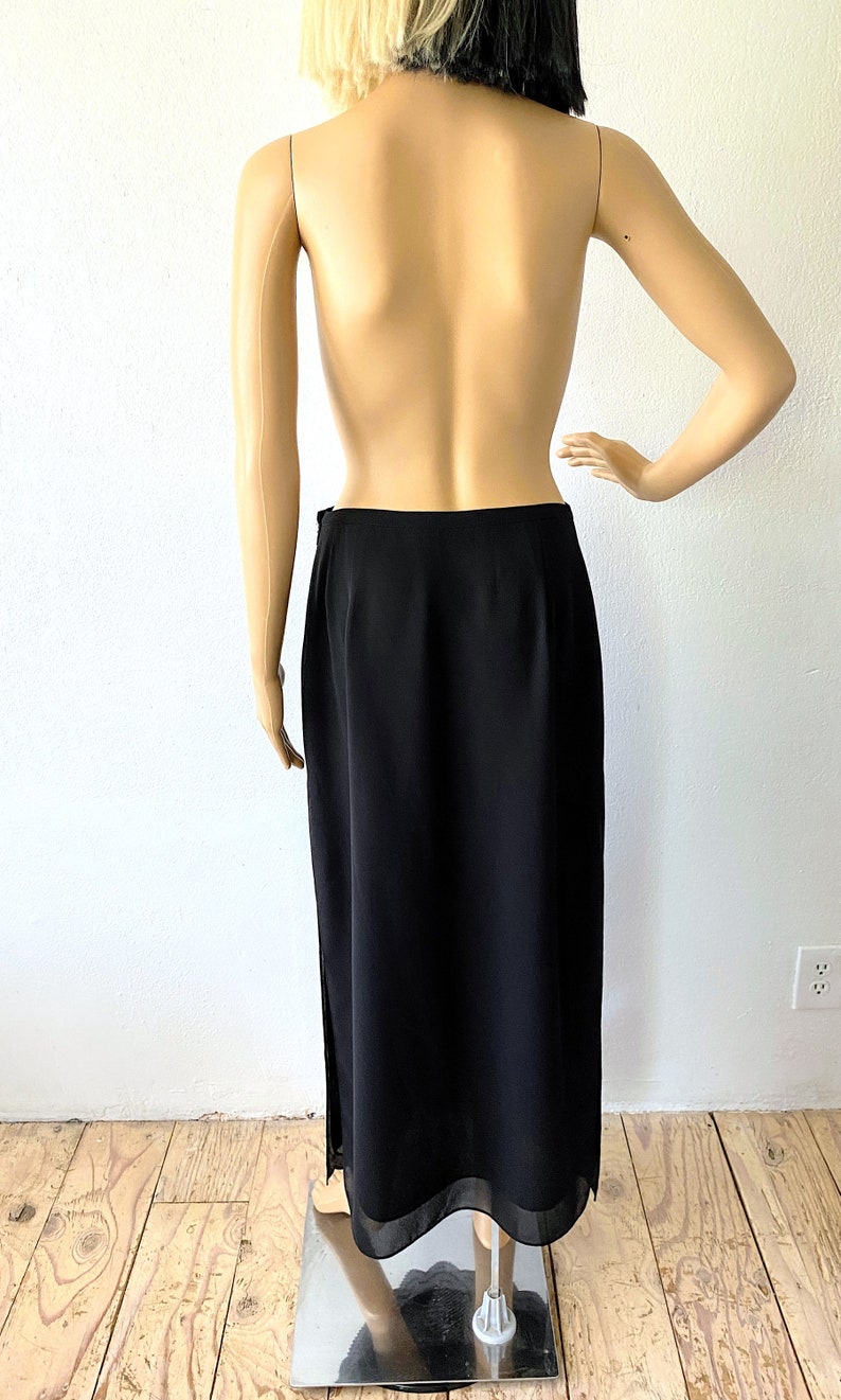 Long Black Formal Skirt Skirt with Slit Dressy Skirt Beaded Maxi Skirt Party Skirt Fancy Skirt Goth Skirt Scalloped Hem Skirt image 5