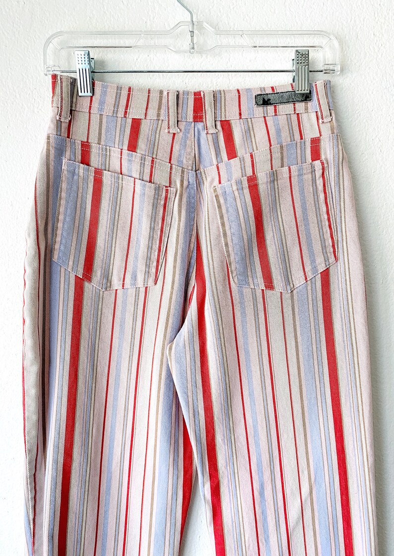 Vintage Striped Jeans High Rise Multicolored Pants Pastel Etsy
