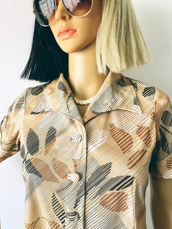 Vintage 70s Polyester Blouse | Point Collar Blous… - image 5