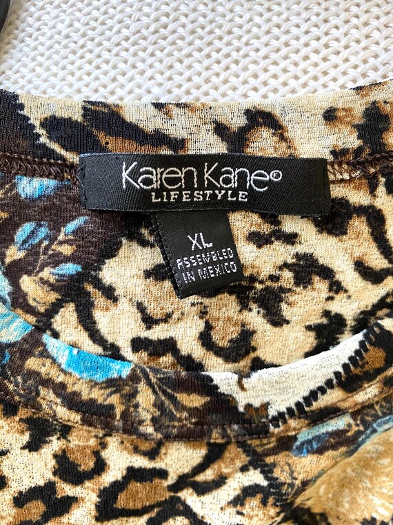 Y2K Mesh Fitted Top Mixed Print Leopard Cheetah B… - image 8