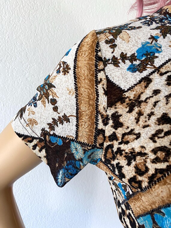 Y2K Mesh Fitted Top Mixed Print Leopard Cheetah B… - image 5