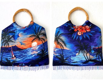 Vintage Colorful Purse Soft Body Beaded Fringe Purse Summer Tote Beach Bag Vacation Purse Tropical Resort Gift for Mom Unique Gift Artisan