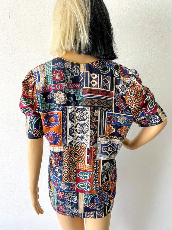Vintage 90s Abstract Blouse | Bohemian Jacket | M… - image 4