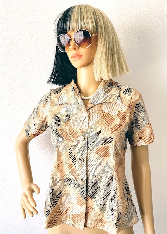 Vintage 70s Polyester Blouse | Point Collar Blous… - image 2