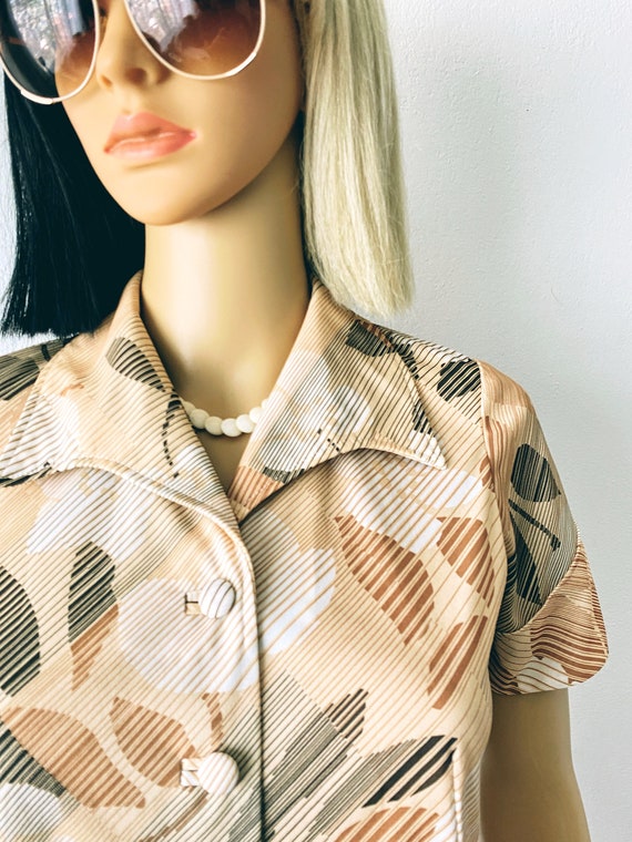 Vintage 70s Polyester Blouse | Point Collar Blous… - image 8