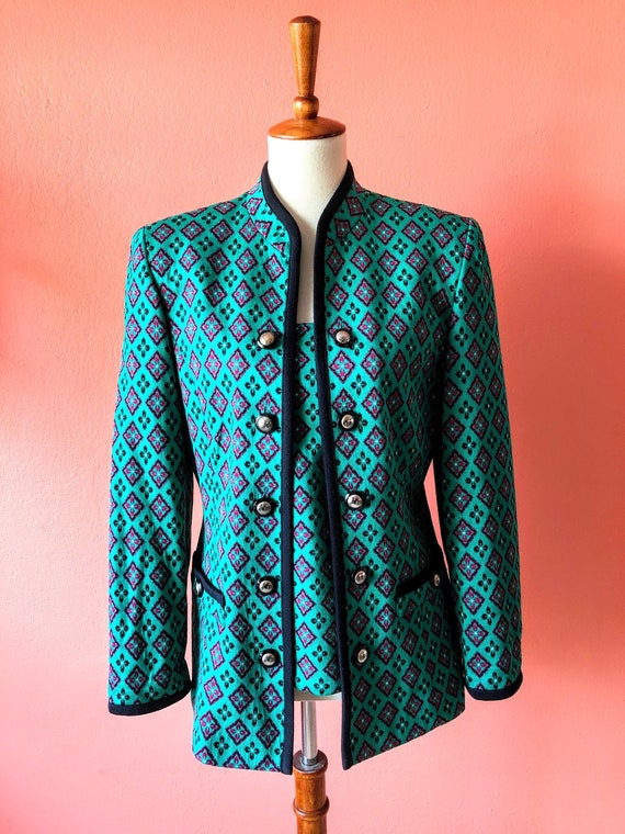Vintage Green Jacket Green Blazer LESLIE FAY Boxy