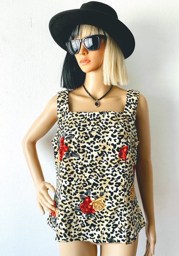 Vintage Animal Print Top | Cheetah Top | Rose Pri… - image 2