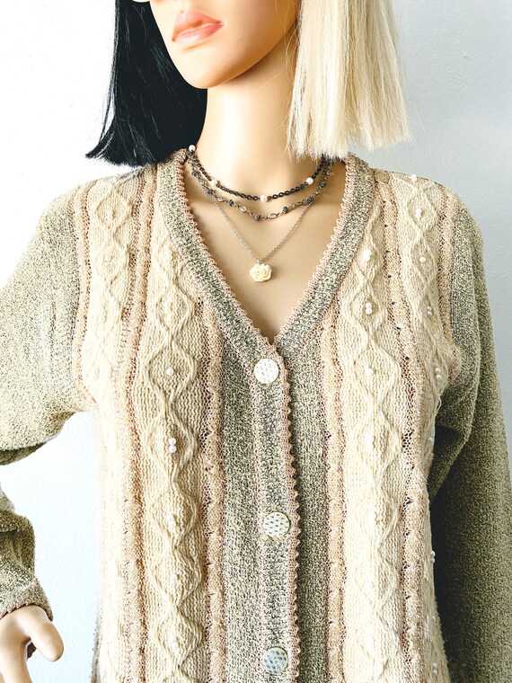 Retro Cardigan | Delicate Sweater | Beaded Cardig… - image 3