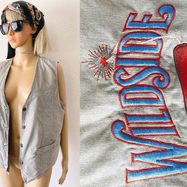 Vintage Corduroy Vest | Snap Button Vest | Embroidered Vest | 4th of July Top | Vest with Pockets | SICHEL | Unique Fashion | Hipster Vest