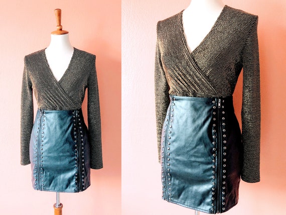 Black Vegan Leather Skirt Faux Leather Mini Black