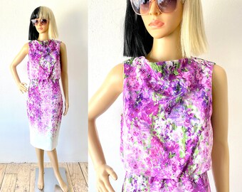 Designer Floral Sheath Dress | Ombre Dress | BADGLEY MISCHKA | Easter Dress | Botanical Dress | Tea Dress | Garden Dress | Wedding Guest | S