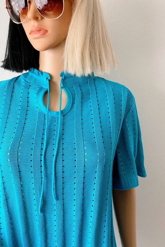 Vintage Short Sleeve Knit Sweater | Retro Knit To… - image 3